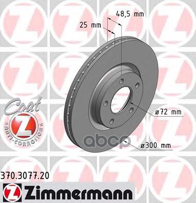 Диск тормозной передний mazda ZIMMERMANN 370.3077.20 Zimmermann арт. 370.3077.20