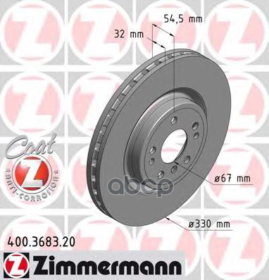 Диск тормозной MERCEDES с антикоррозионным покрытием Zimmermann арт. 400.3683.20