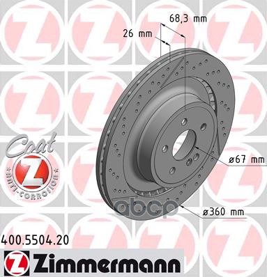 Диск Торм.зад. Mercedes-Benz C-Class, Cls, E-Class 09- Zimmermann 400.5504.20 Zimmermann арт. 400.5504.20