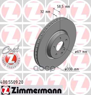 Диск тормозной передний с покрытием MB V-Class (W447) 14-> ZIMMERMANN 400.5509.20 Zimmermann арт. 400.5509.20